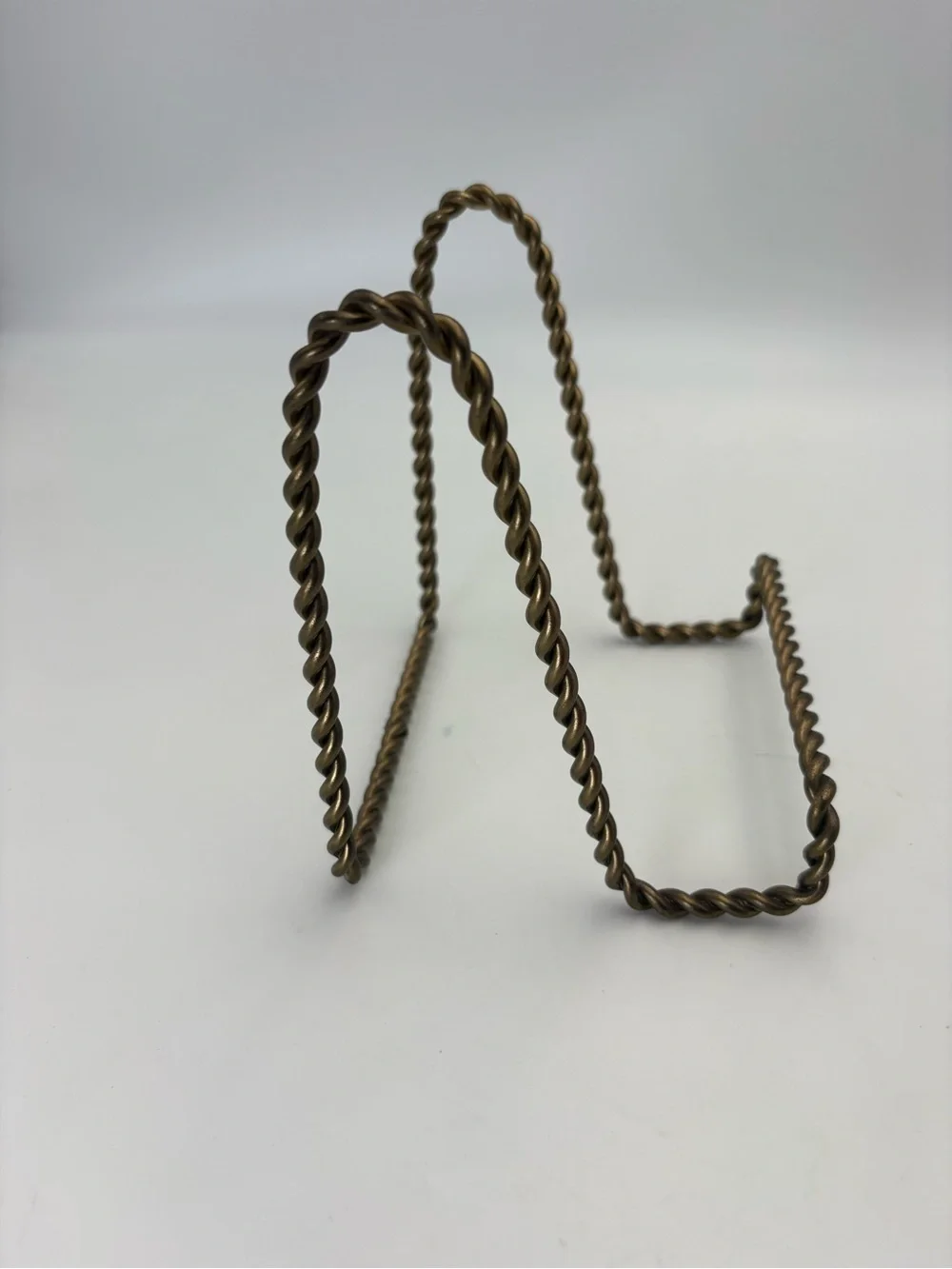 Vintage Sturdy Twisted Metal Display Stand - Brass Colored Finish